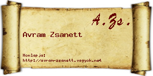Avram Zsanett névjegykártya